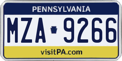 PA license plate MZA9266