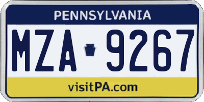 PA license plate MZA9267