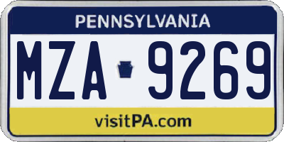 PA license plate MZA9269