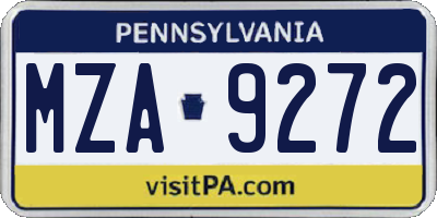 PA license plate MZA9272