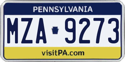 PA license plate MZA9273
