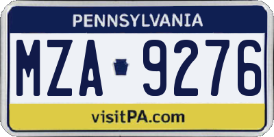 PA license plate MZA9276