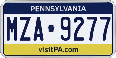 PA license plate MZA9277