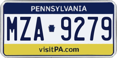 PA license plate MZA9279