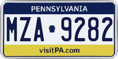 PA license plate MZA9282