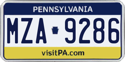 PA license plate MZA9286