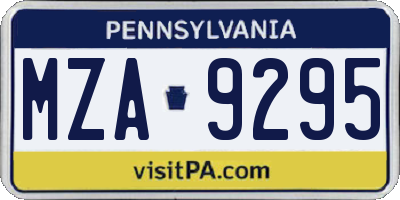PA license plate MZA9295