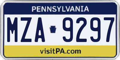 PA license plate MZA9297
