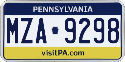 PA license plate MZA9298
