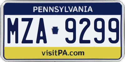 PA license plate MZA9299