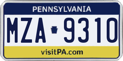 PA license plate MZA9310