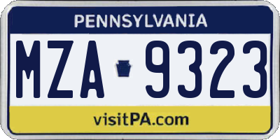 PA license plate MZA9323