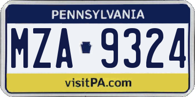 PA license plate MZA9324