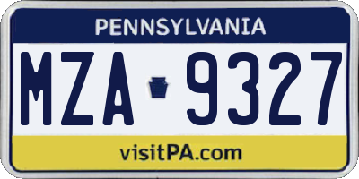 PA license plate MZA9327