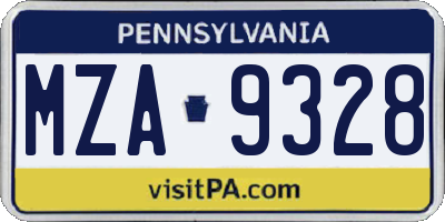 PA license plate MZA9328