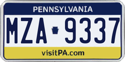 PA license plate MZA9337