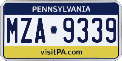 PA license plate MZA9339