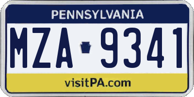 PA license plate MZA9341