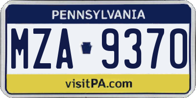 PA license plate MZA9370