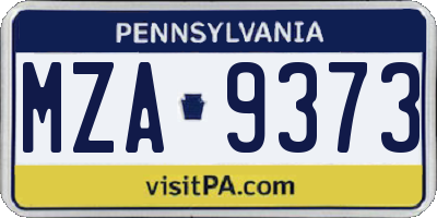 PA license plate MZA9373