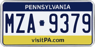 PA license plate MZA9379