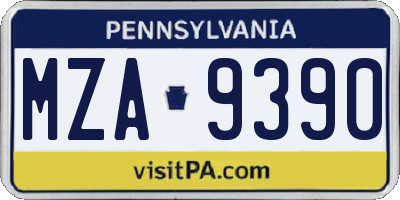 PA license plate MZA9390
