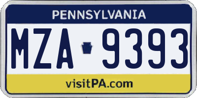 PA license plate MZA9393