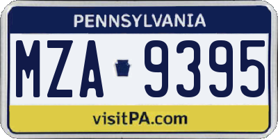 PA license plate MZA9395