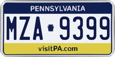 PA license plate MZA9399