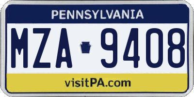 PA license plate MZA9408