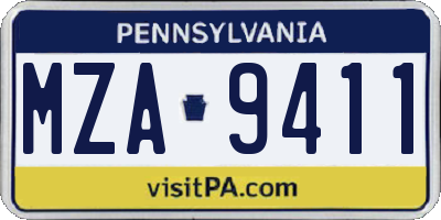 PA license plate MZA9411