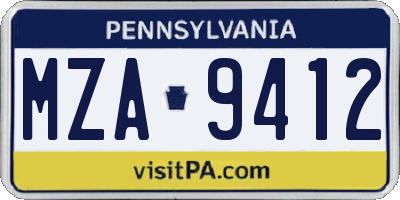 PA license plate MZA9412