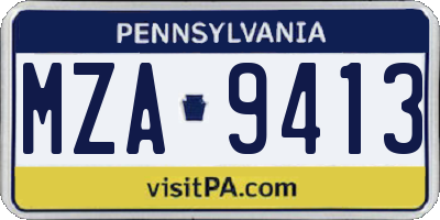 PA license plate MZA9413