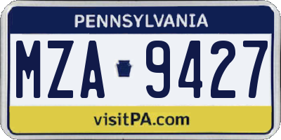 PA license plate MZA9427