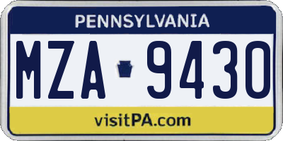 PA license plate MZA9430