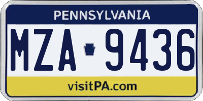 PA license plate MZA9436