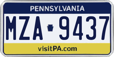PA license plate MZA9437