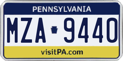 PA license plate MZA9440