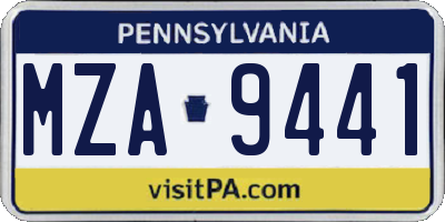 PA license plate MZA9441