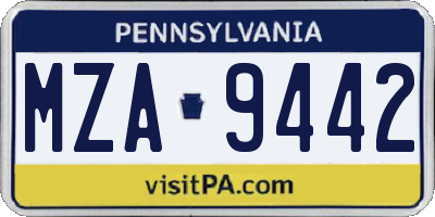 PA license plate MZA9442