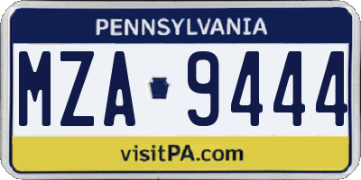 PA license plate MZA9444