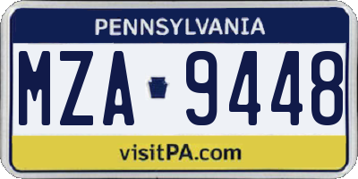 PA license plate MZA9448