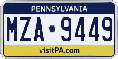 PA license plate MZA9449