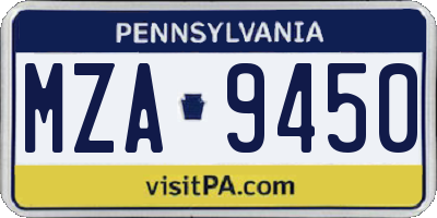 PA license plate MZA9450