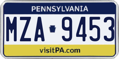 PA license plate MZA9453