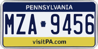 PA license plate MZA9456