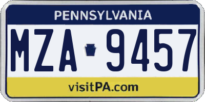 PA license plate MZA9457