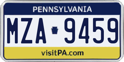 PA license plate MZA9459