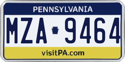 PA license plate MZA9464