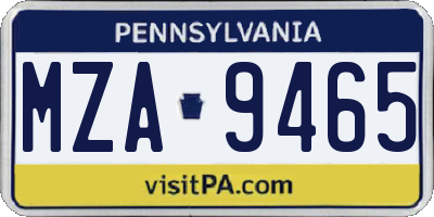PA license plate MZA9465